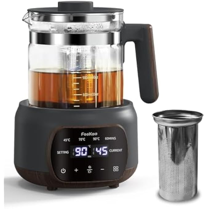 feekaa Electric Kettle Glass Kettle With 1 Temperature Control 72H Keep Warm 13L Capacity 37~95 Adjustable Water Kettle For Tea KettleCoffeeMilk PowderSoupBlack - Image 1