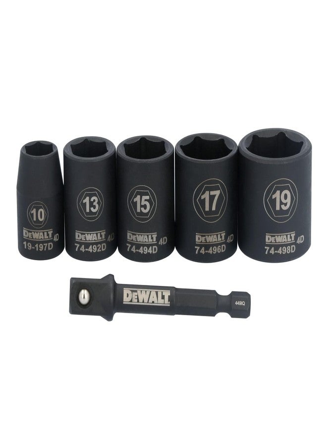 DEWALT 3/8 Socket Set, 6 Pcs Metric Impact Socket Set, 6 point, 10 mm to 19 mm, Includes 1/4 inch Adapter, for Cordless and Corded Impact Drivers and Wrenches (DWAFSMSET6) - Image 1