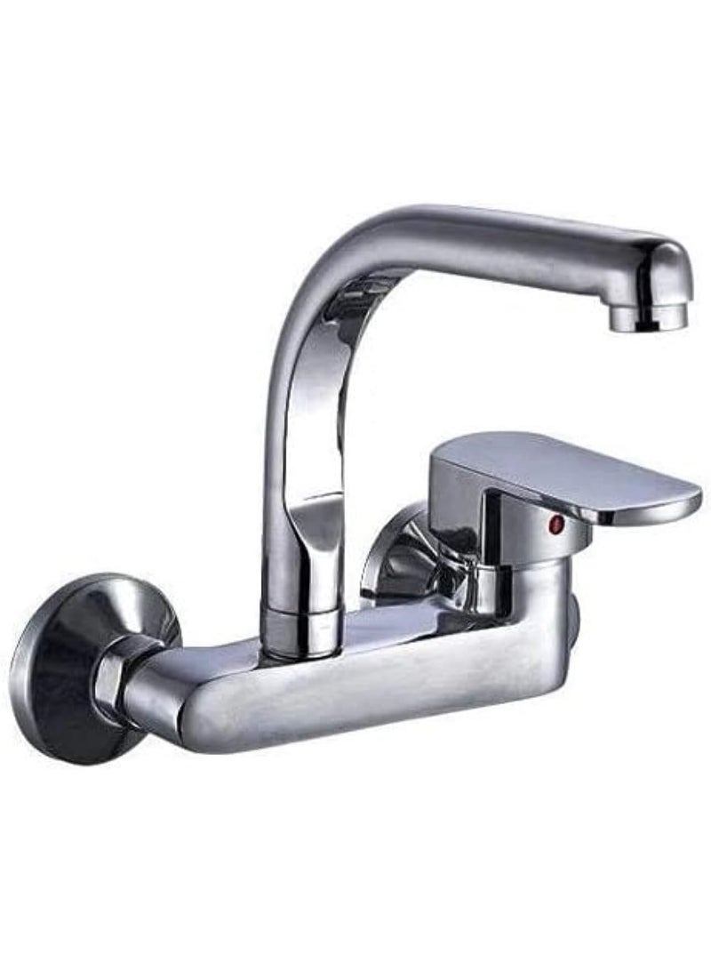 فكسر حنفية خلاط حوض مطبخ مثبتة على الحائط - فولاذ مقاوم للصدأ ٣٠٤ | فوهة دوارة ٣٦٠ درجة | مياه ساخنة وباردة | تركيب سهل - Image 3