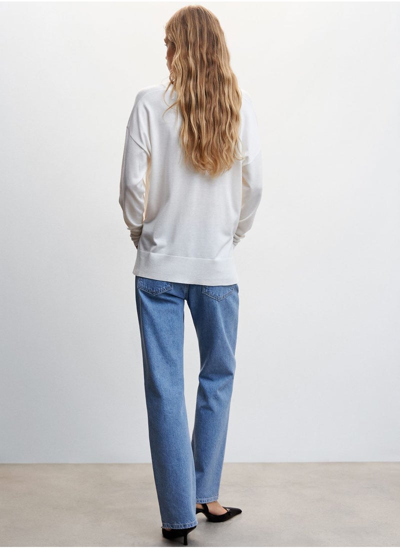 MANGO - V-Neck Knitted Sweater - Image 1