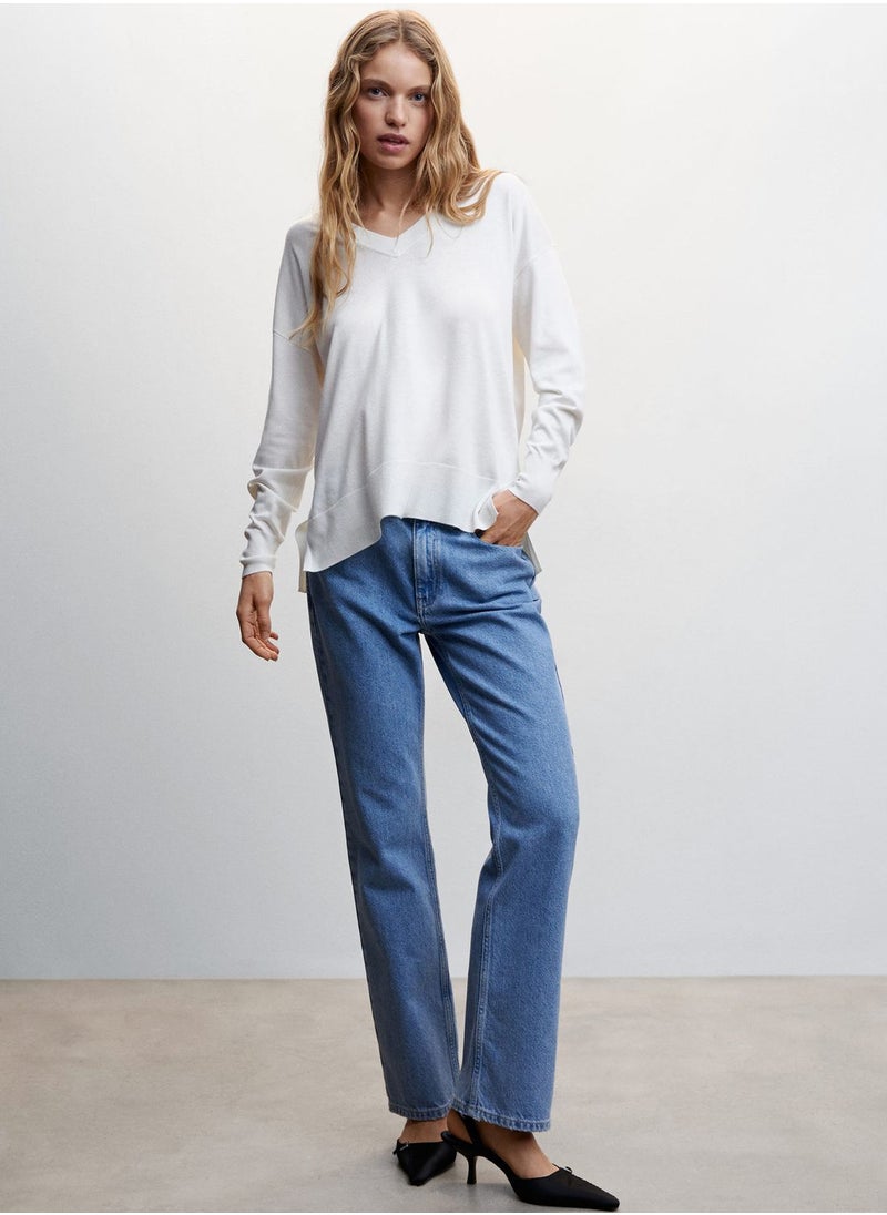 MANGO - V-Neck Knitted Sweater - Image 1