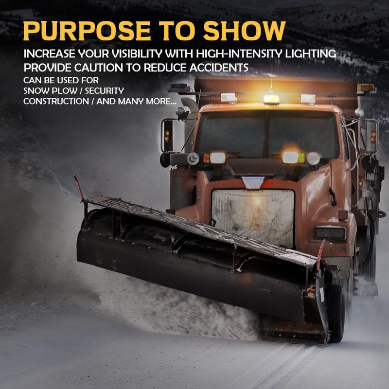 Xprite 240LED Rotating Beacon Light, Forklift Strobe Lights w/Magnetic Base for 12-24V Construction Truck Patrol Car Tractor Golf Carts-Amber&White - Image 5