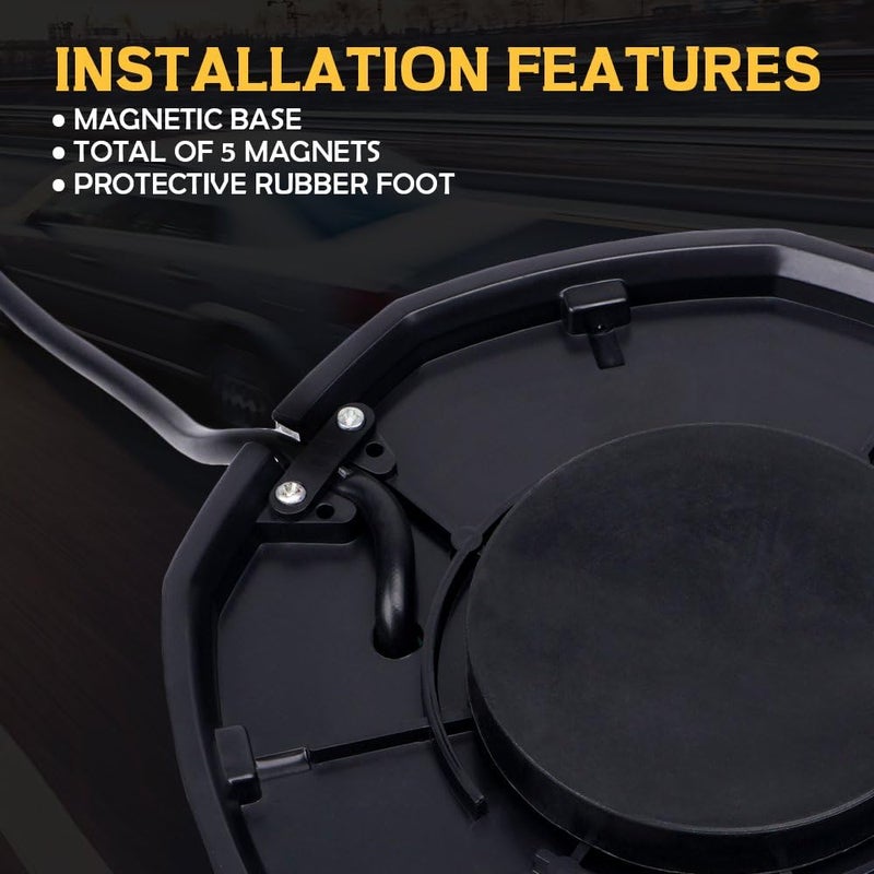 Xprite 240LED Rotating Beacon Light, Forklift Strobe Lights w/Magnetic Base for 12-24V Construction Truck Patrol Car Tractor Golf Carts-Amber&White - Image 4