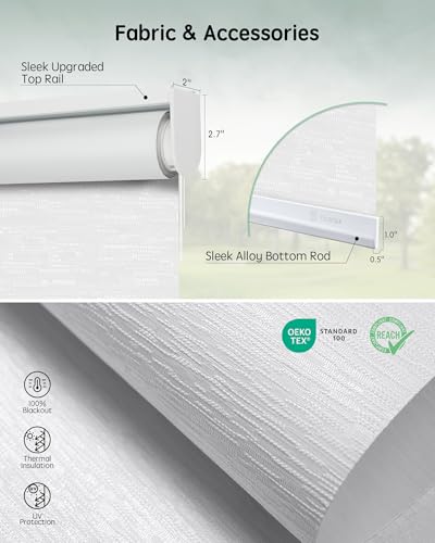 Yoolax Motorized Blinds with Remote, Blackout Smart Blinds for Windows Motorized Roller Shades, Automatic Window Blinds Directly Compatible with Alexa Electric Blinds (Jacquard White, 22" W x 72" H) - Image 5