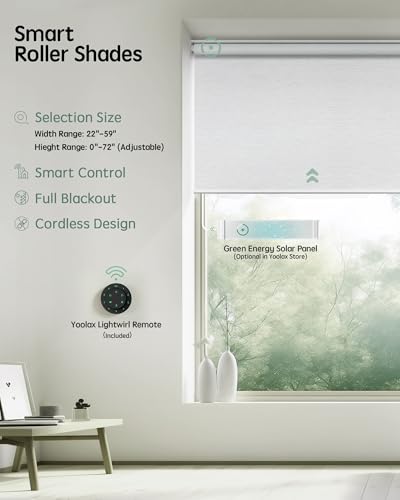 Yoolax Motorized Blinds with Remote, Blackout Smart Blinds for Windows Motorized Roller Shades, Automatic Window Blinds Directly Compatible with Alexa Electric Blinds (Jacquard White, 22" W x 72" H) - Image 2