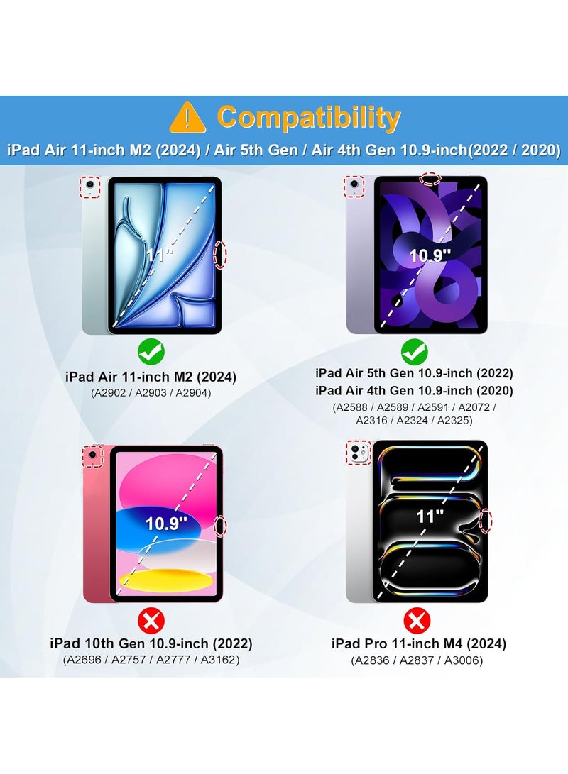 Fintie Hybrid Slim Case for iPad Air 11-inch M2 (2024\2025), iPad Air 5th Generation iPad Air 4th Gen10.9 Inch -Shockproof Cover with Clear Back Shell & Pencil Holder, Dark Blue - Image 2