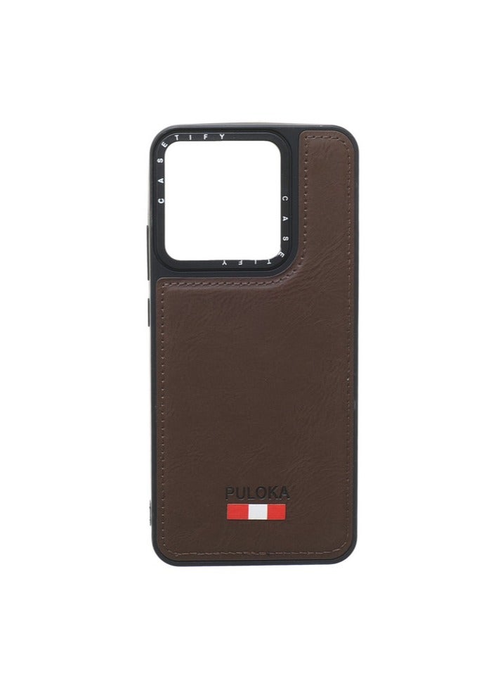 Leather Silicone And Plastic Back Phone Protection Cover For Infinix Smart 7 - Brown - Image 1