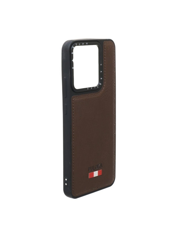 Leather Silicone And Plastic Back Phone Protection Cover For Infinix Smart 7 - Brown - Image 2