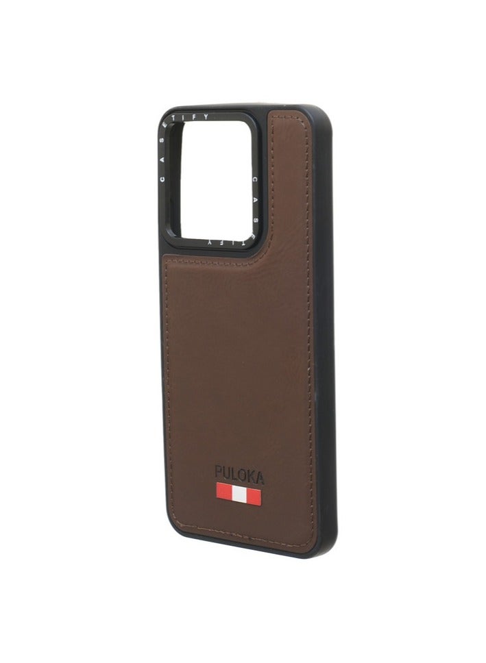 Leather Silicone And Plastic Back Phone Protection Cover For Infinix Smart 7 - Brown - Image 3