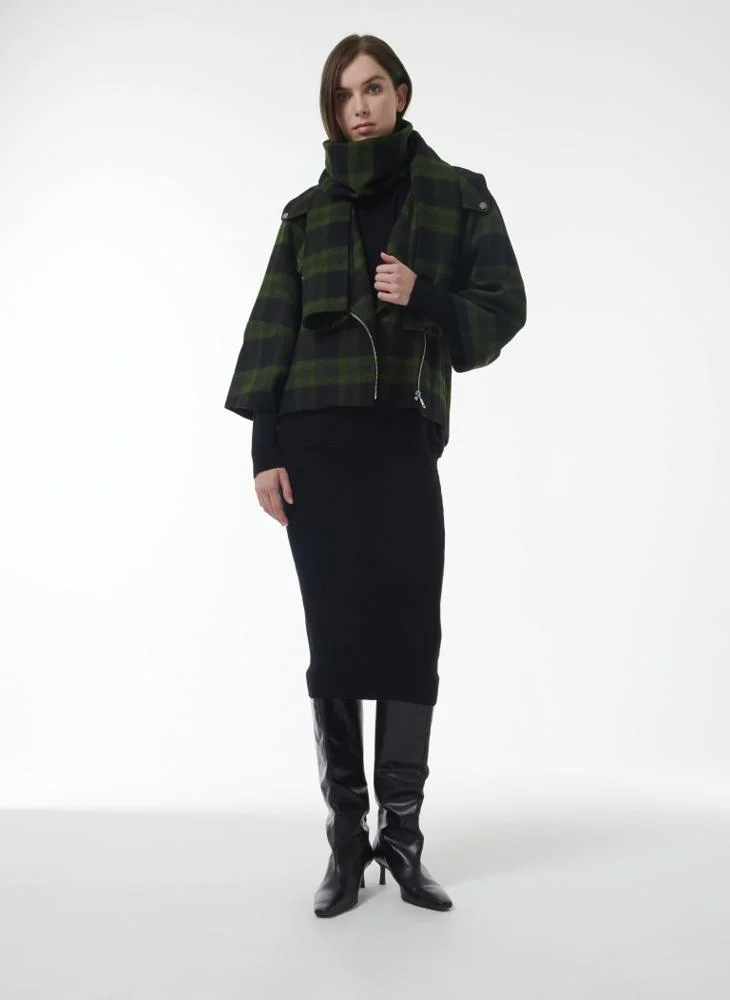 Leem Boxy Biker Scarf Detail Jacket
