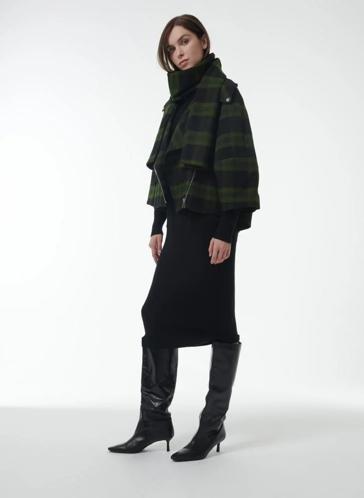Leem Boxy Biker Scarf Detail Jacket