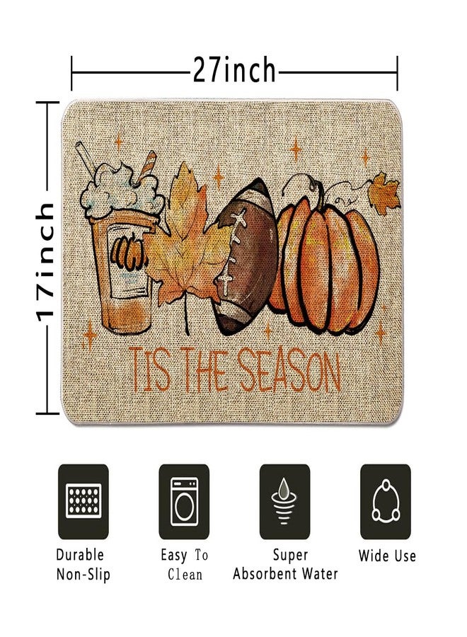 GAGEC Fall Welcome Door Mat Tis The Season Outdoor Rug Football Pumpkin Doormat Entrance Rugs Autumn Farmhouse Home Kitchen Bathroom Decorations Floor Front Door Mats 17 x 27 Inch - Image 2