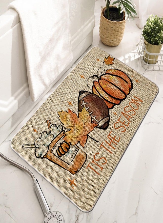 GAGEC Fall Welcome Door Mat Tis The Season Outdoor Rug Football Pumpkin Doormat Entrance Rugs Autumn Farmhouse Home Kitchen Bathroom Decorations Floor Front Door Mats 17 x 27 Inch - Image 3