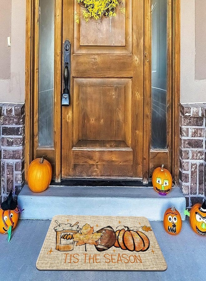 GAGEC Fall Welcome Door Mat Tis The Season Outdoor Rug Football Pumpkin Doormat Entrance Rugs Autumn Farmhouse Home Kitchen Bathroom Decorations Floor Front Door Mats 17 x 27 Inch - Image 5