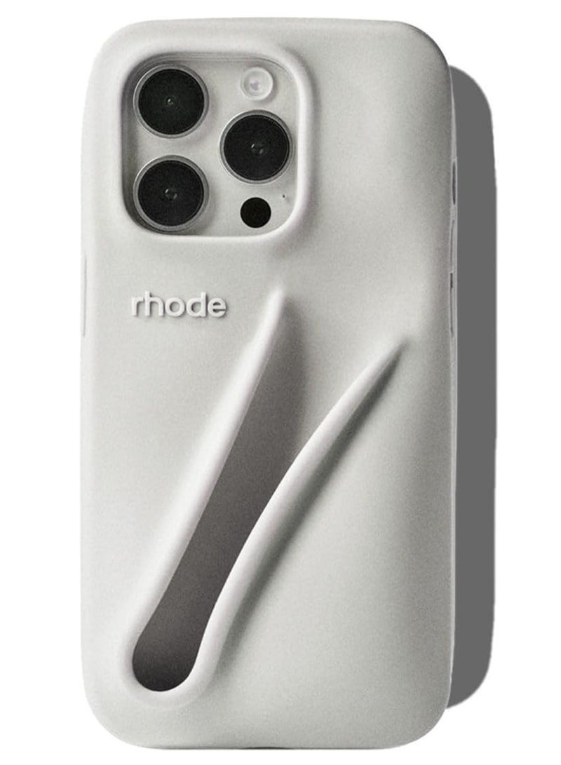 rhode iPhone 12/13 Pro Max Silicone Case Lip Holder for Cell Phone, Lip Gloss Adhesive Sleeve for Phone, Lip Holder Stick-on Phone Case, Back Stick On Holder for iPhone Phones (GREY)  - Image 2
