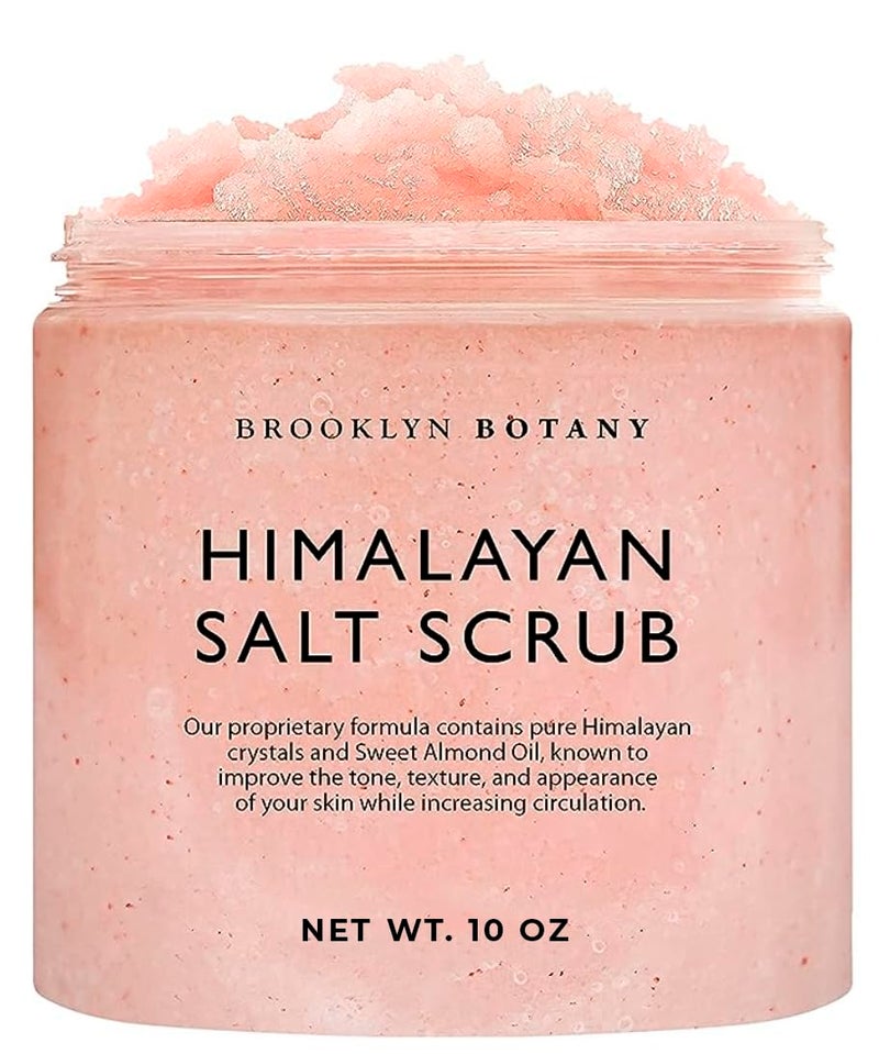 Brooklyn Botany Himalayan Salt Body Scrub  Moisturizing and Exfoliating Body Face Hand Foot Scrub  Fights Stretch Marks Fine Lines Wrinkles  Great Gifts for Women  Men  10 oz