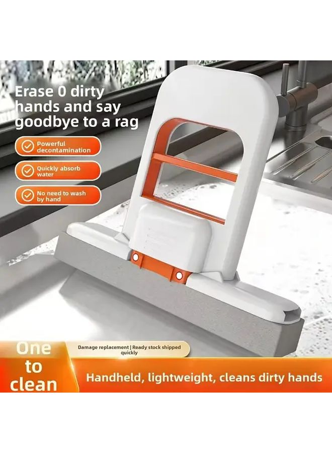 White Orange Sponge Mop Replaceable Portable Multi Functional Cleaning For Cars Tables Bathrooms - Image 2