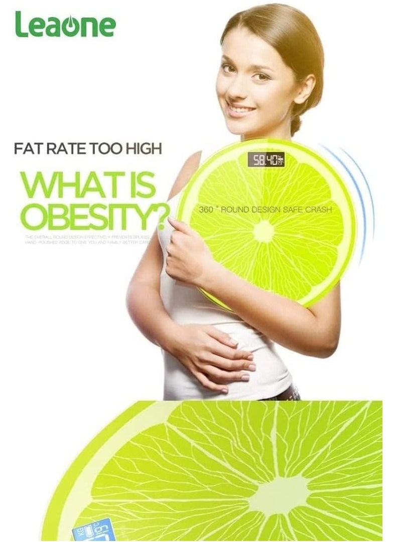 Leaone - Glass Digital Weight Scale with LCD Display & Battery Powered, Lemon - 180 KG - Image 1