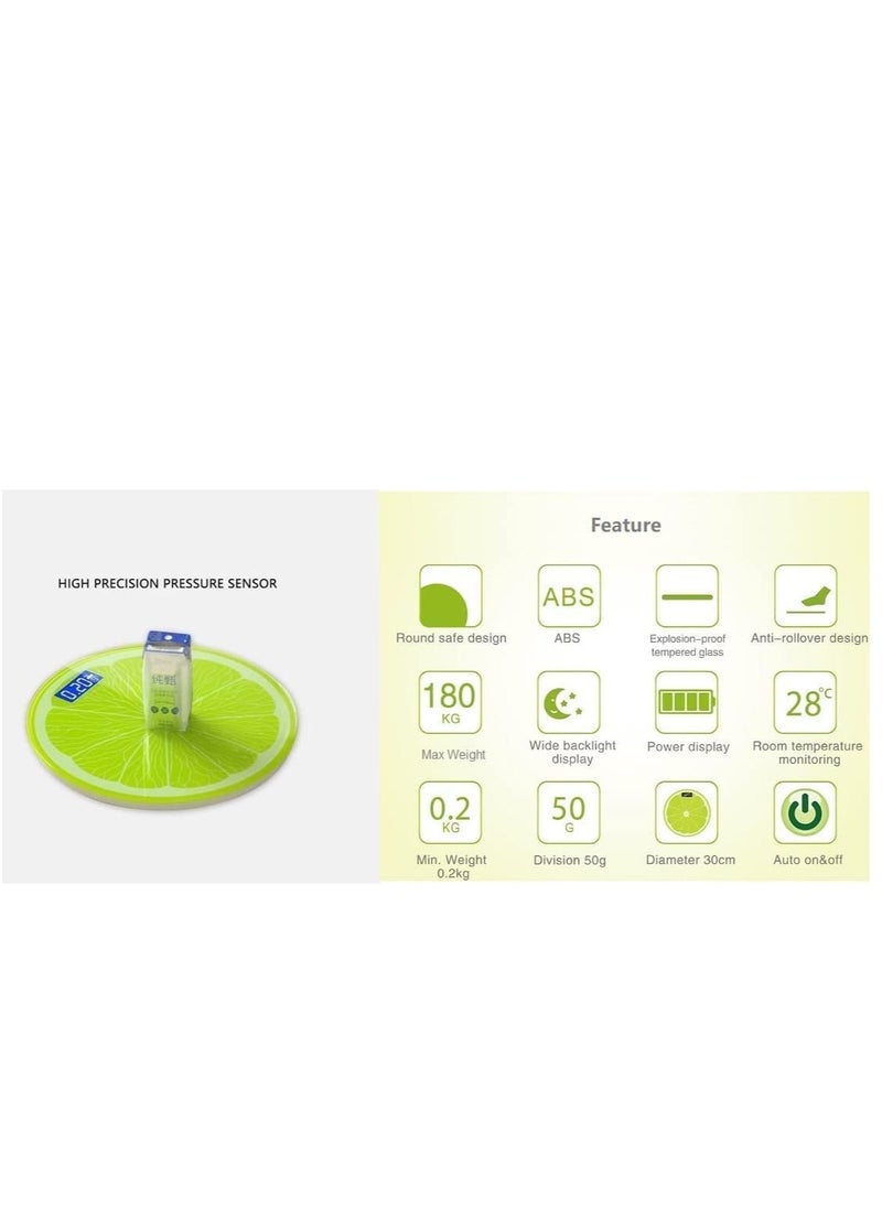 Leaone - Glass Digital Weight Scale with LCD Display & Battery Powered, Lemon - 180 KG - Image 1