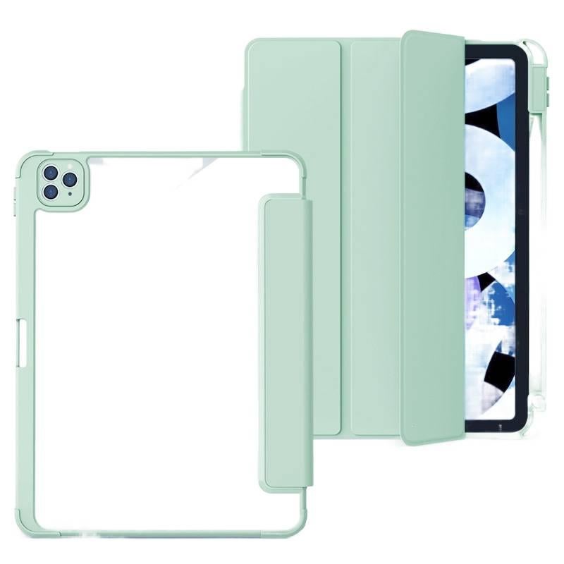 DGG Green Transparent Clear Back iPad Case for Multiple iPad Models with Pencil Holder - Image 1