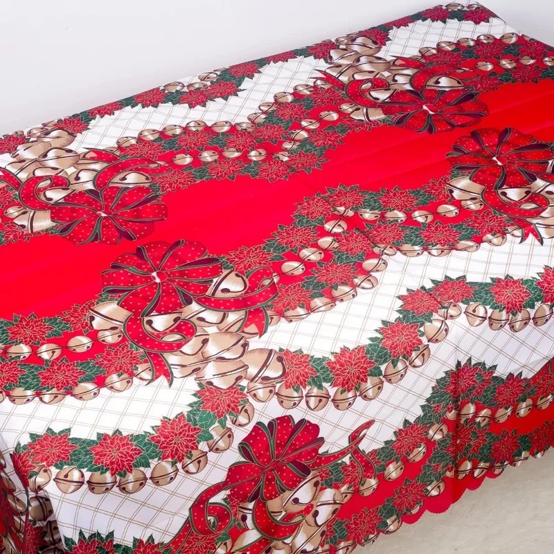 Queen Aksesuar Queen Accessory New Year's Special Luxury Tableware Presentation Carefree Stain-Proof Tablecloth with Bow Flower Pattern
