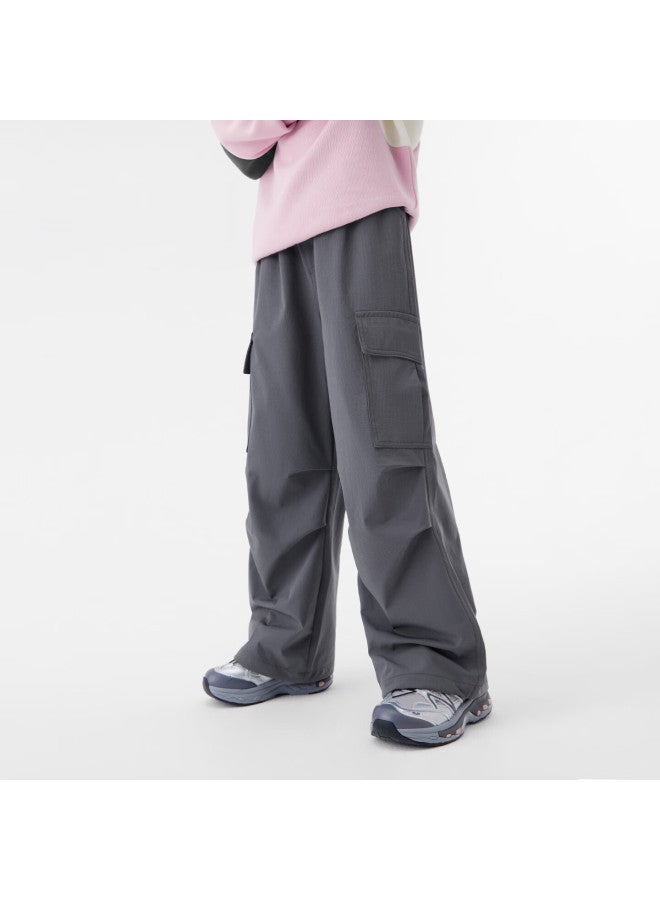 Zuoxi Girls' Pants, Autumn Workwear Trousers, New Style Children's Outdoor Wear-resistant Paratrooper Pants, Gray, Size 110 - Image 1
