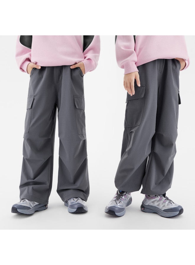 Zuoxi Girls' Pants, Autumn Workwear Trousers, New Style Children's Outdoor Wear-resistant Paratrooper Pants, Gray, Size 110 - Image 5