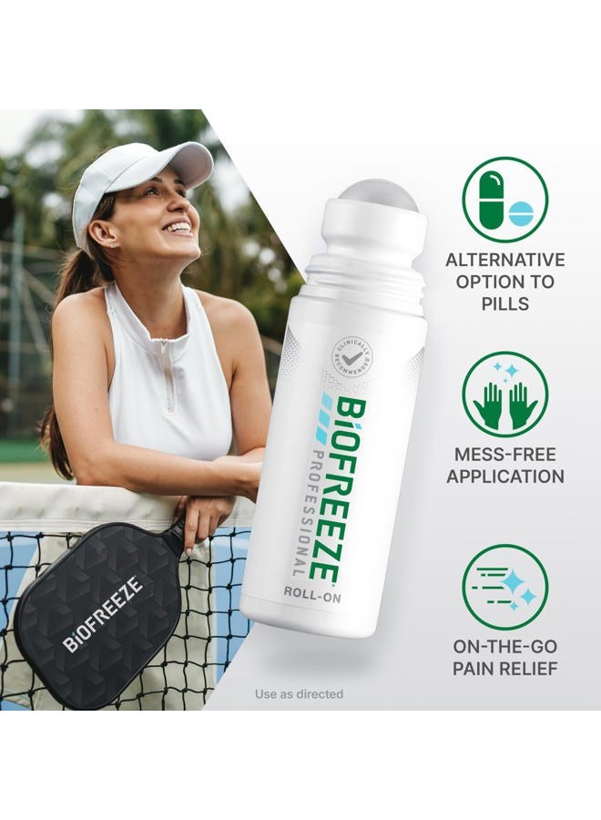 Biofreeze رول أون احترافي لتخفيف الألم للركبة، الرقبة، الورك، المفاصل، والكتف، مسكن آلام الظهر البسيط، تخفيف آلام العضلات، جل منتول رول أون 3 أونصة سائلة (عبوة من 2) - Image 3