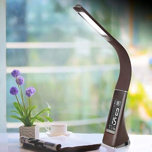 AAGNA Business Desk Lamp EyeCaring Table Lamp Office Study Desk Table with Children Eye Protection Switch Calendar Thermometer Time Alarm Clock Touch Control USB Touch Switch - Image 2
