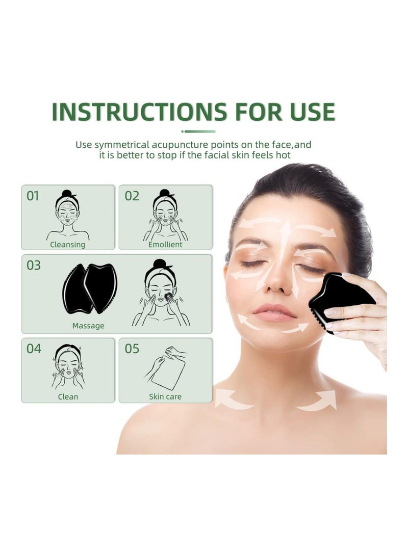 Excefore Gua Sha Massage Tool, Black Bianstone Guasha Board for Face & Body, Natural Jade Stone Gua Sha Facial Tool, Face Massager - Image 4