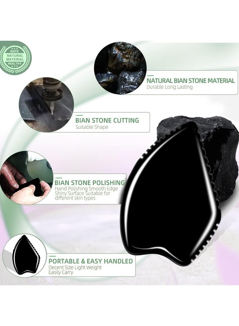 Excefore Gua Sha Massage Tool, Black Bianstone Guasha Board for Face & Body, Natural Jade Stone Gua Sha Facial Tool, Face Massager - Image 5