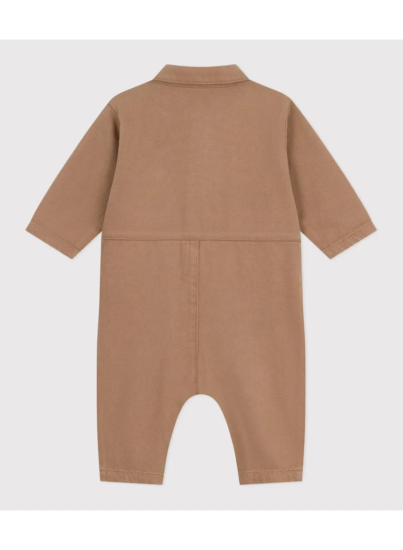 Petit Bateau Babies' long, plain overall-style cotton playsuit