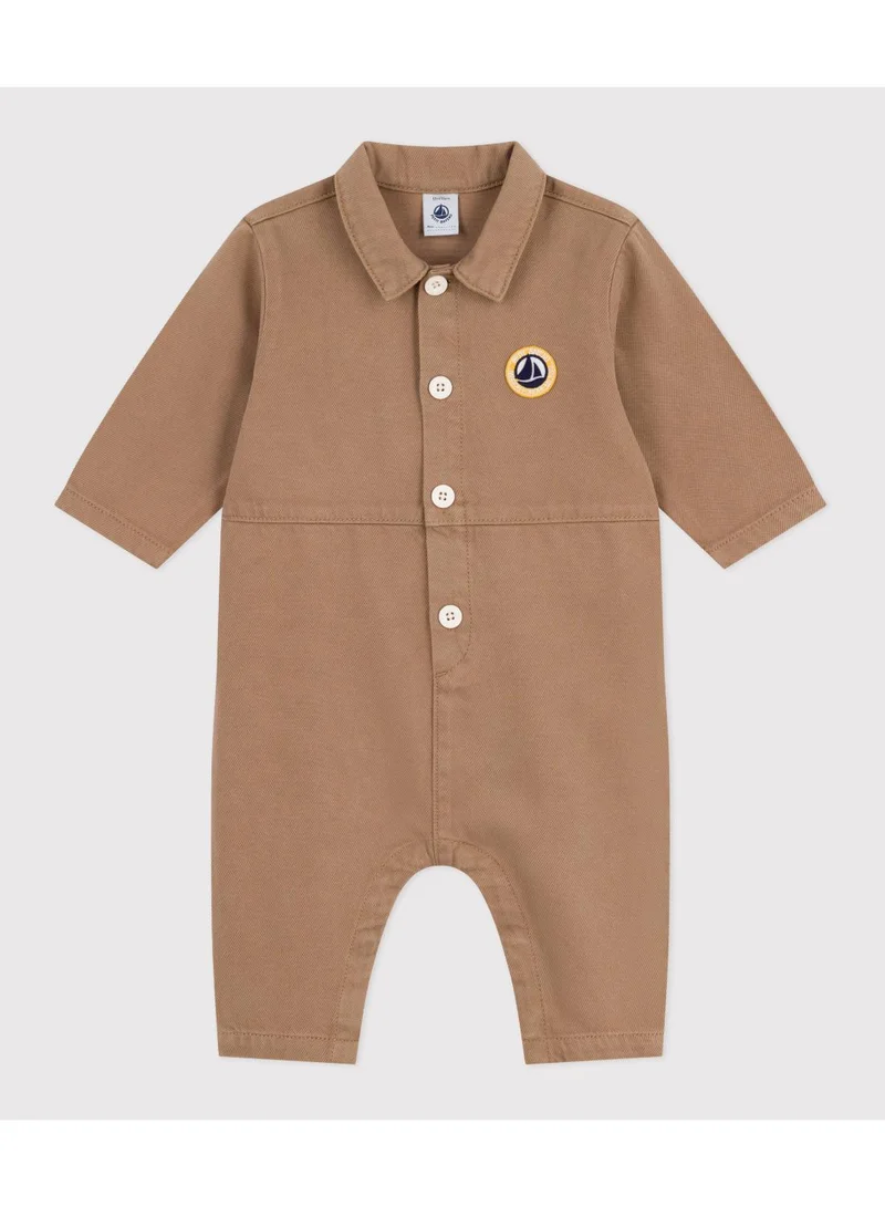 Petit Bateau Babies' long, plain overall-style cotton playsuit