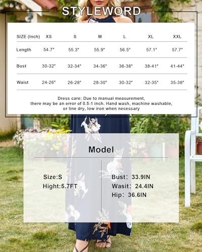 STYLEWORD 2025 Women's Summer Dress Maxi Sleeveless Elegant Formal Evening Halter Long Sping Dresses Wedding Trendy(Floral 21,XS) - Image 5