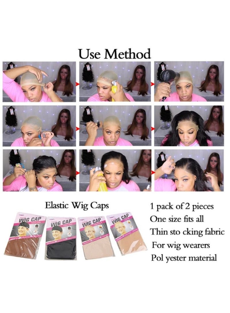 Kanza 2-Pieces Stretchable Wig Weaving Cap Set (Dark Brown) - Image 4