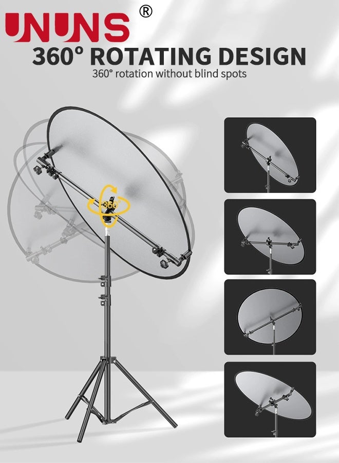 UNUNS Reflector Holder,Retractable Reflector Stand Arm with 2.1 Meter Tripod Light Stand and 2pcs 80cm Gold and Silver Reflectors for Product Portrait Studio Outdoor Photography - Image 4
