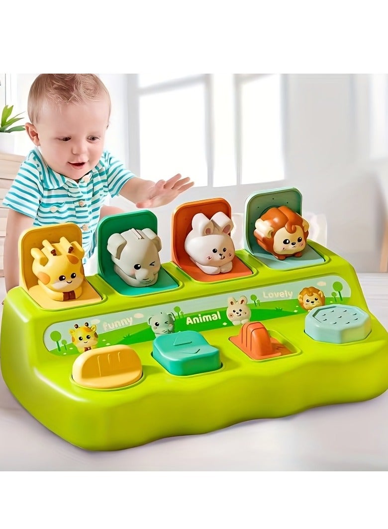 Interactive Pop-Up Hide & Seek Toy Box – Logical Thinking & Shape Matching Puzzle, Early Learning Educational Toy for Babies & Toddlers, Surprise Animal Mechanism with Button Switch, Perfect for Christmas, Halloween & Birthday Gifts  - Image 1