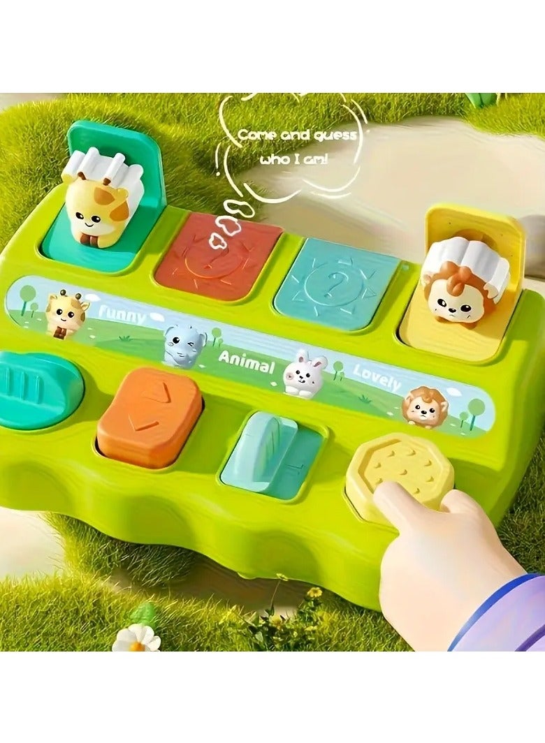 Interactive Pop-Up Hide & Seek Toy Box – Logical Thinking & Shape Matching Puzzle, Early Learning Educational Toy for Babies & Toddlers, Surprise Animal Mechanism with Button Switch, Perfect for Christmas, Halloween & Birthday Gifts  - Image 4