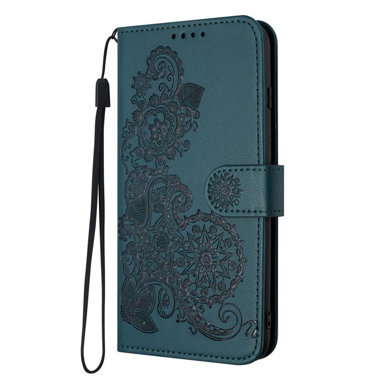 HuHa Case Cover For Motorola Edge 60 Fusion / Edge 5G 2025 Datura Flower Embossed Flip Leather Phone Case(Dark Green) - Image 3
