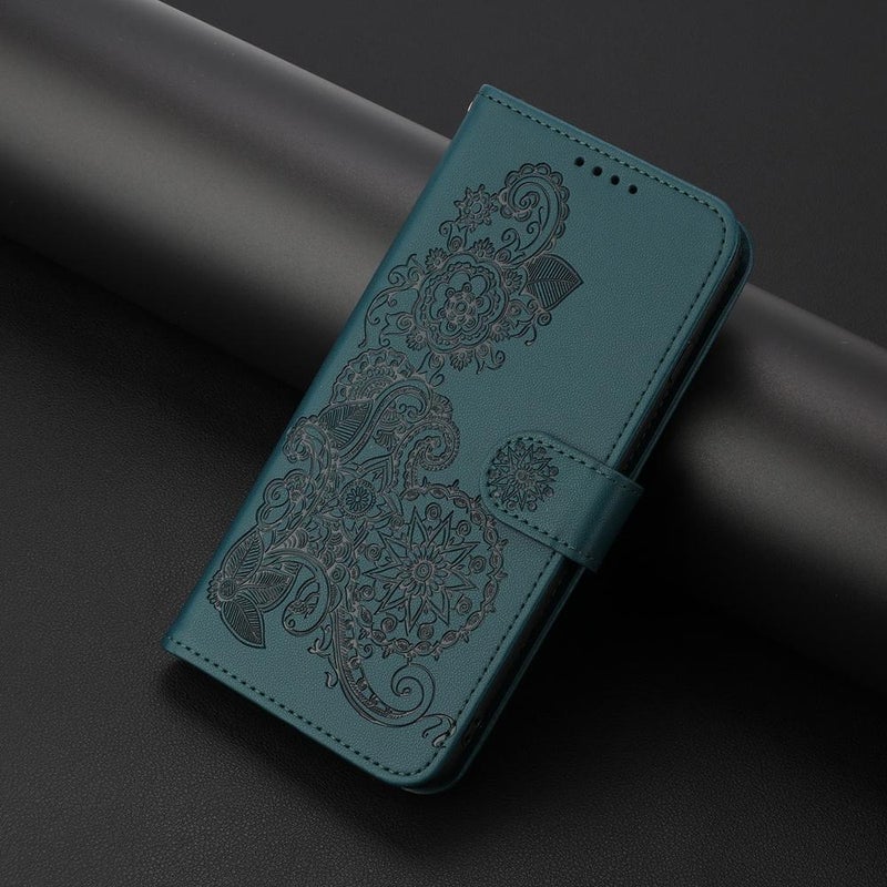 HuHa Case Cover For Motorola Edge 60 Fusion / Edge 5G 2025 Datura Flower Embossed Flip Leather Phone Case(Dark Green) - Image 2