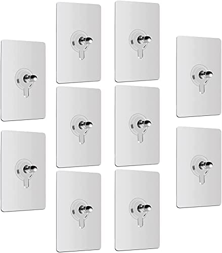 Bitnex بيتنيكس 10 قطع مسامير لاصقة لتعليق الملصقات على الجدران، خطافات جدارية لاصقة، خطافات جدارية قوية لتحميل الأشياء، مسامير لاصقة شفافة قوية وعملية - Image 1