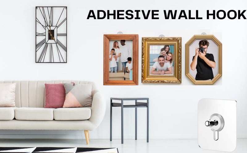 Bitnex بيتنيكس 10 قطع مسامير لاصقة لتعليق الملصقات على الجدران، خطافات جدارية لاصقة، خطافات جدارية قوية لتحميل الأشياء، مسامير لاصقة شفافة قوية وعملية - Image 5