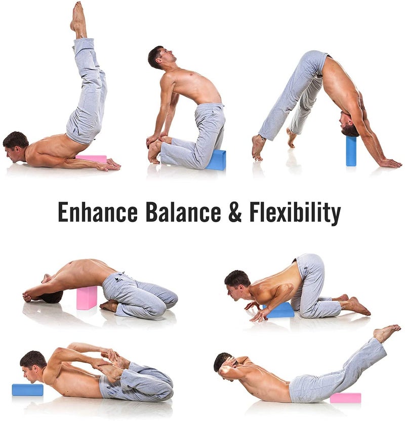 Fashnex Yoga Blocks - High Density EVA Foam Bricks Yoga Foam Exercise Blocks (9 x 6 x 3 inches, Set of 2) (With Yoga Belt) - Image 4