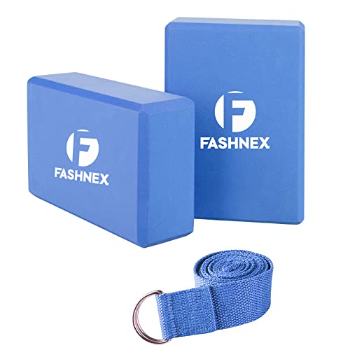 Fashnex Yoga Blocks - High Density EVA Foam Bricks Yoga Foam Exercise Blocks (9 x 6 x 3 inches, Set of 2) (With Yoga Belt) - Image 1