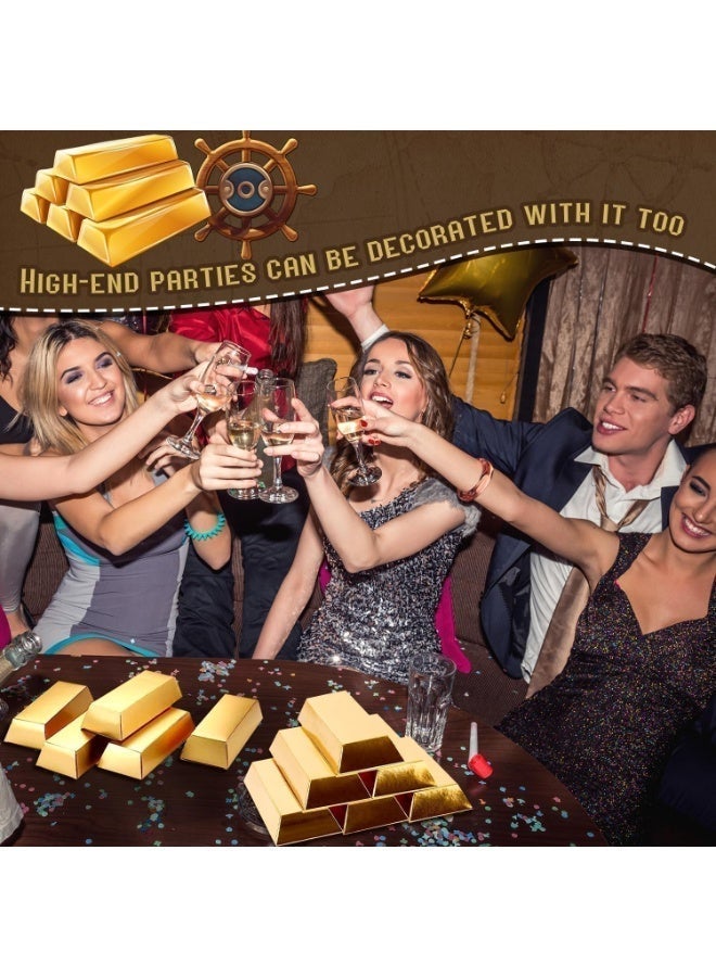 24 Pieces Gold Fake Gift Box Golden Party Decorations Chocolate Gold Coins Foil Treasure Brick Paper Boxes for Christmas Party Theme Decoration Candy Treats Toys, 5.5 x 3.2 Inches - Image 3