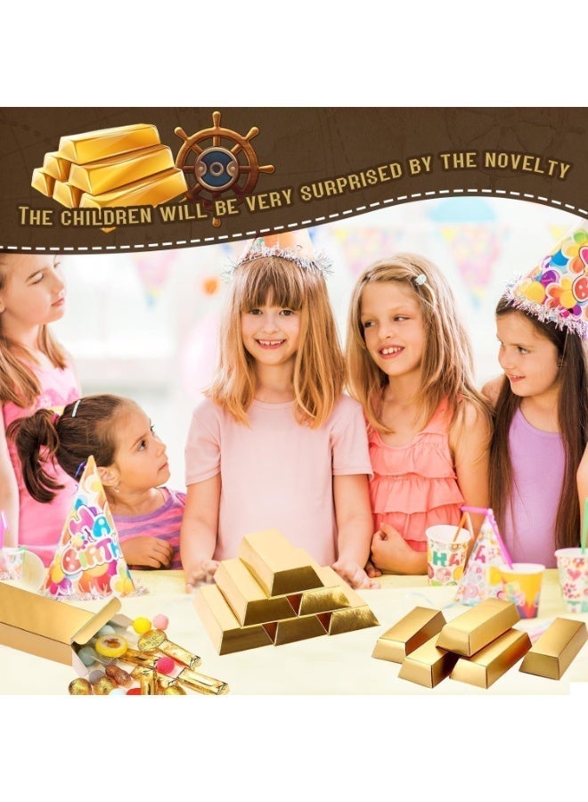 24 Pieces Gold Fake Gift Box Golden Party Decorations Chocolate Gold Coins Foil Treasure Brick Paper Boxes for Christmas Party Theme Decoration Candy Treats Toys, 5.5 x 3.2 Inches - Image 4