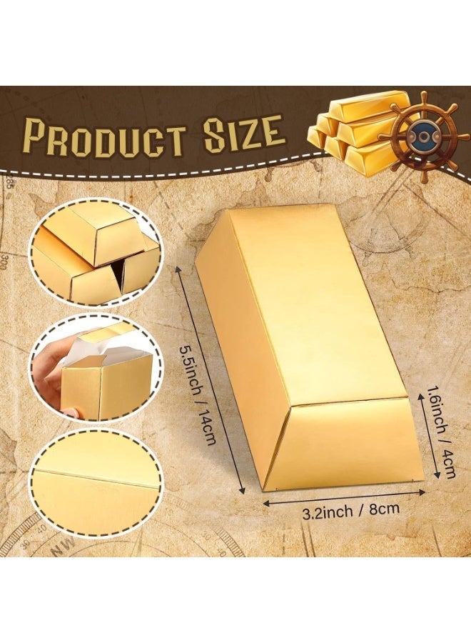 24 Pieces Gold Fake Gift Box Golden Party Decorations Chocolate Gold Coins Foil Treasure Brick Paper Boxes for Christmas Party Theme Decoration Candy Treats Toys, 5.5 x 3.2 Inches - Image 2