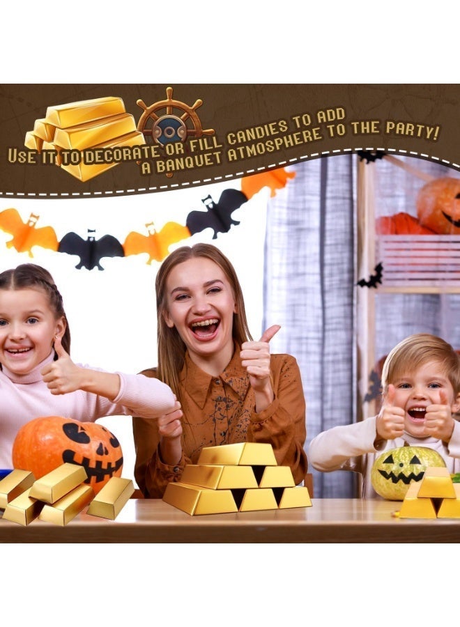 24 Pieces Gold Fake Gift Box Golden Party Decorations Chocolate Gold Coins Foil Treasure Brick Paper Boxes for Christmas Party Theme Decoration Candy Treats Toys, 5.5 x 3.2 Inches - Image 5