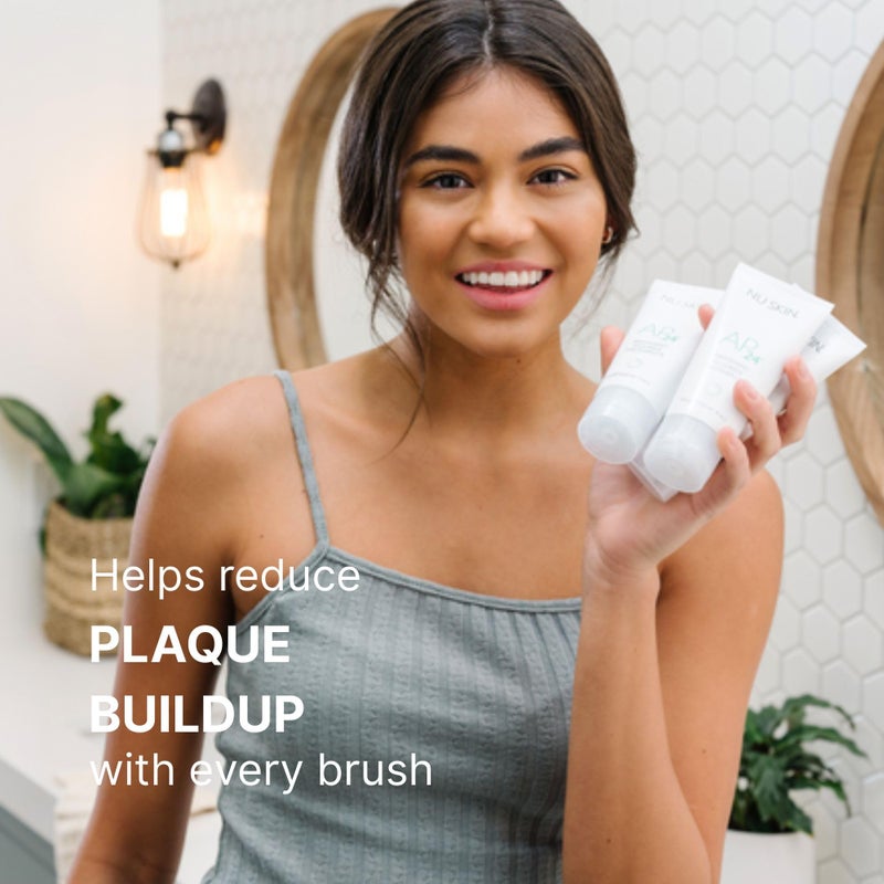 Nu Skin AP 24 Whitening Fluoride - Free Toothpaste | AP 24 Blend | Vanilla Mint Flavor | Brightens Teeth | Removes Surface Stains | Prevents Dental Cavities & Plaque | Enamel-Safe | 4 oz | 1 Pack - Image 4