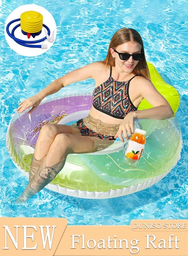 DUNISO Inflatable Pool Float Swimming Ring with Backrest, Large Summer Pool Beach Tube Pool Float Toy Summer Lounge Raft Decorations Party Supplies for Adults - Image 1